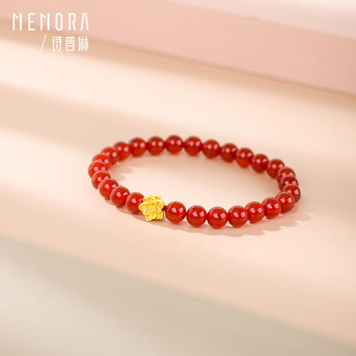 足金莲花转运珠花朵玛瑙手串送妈妈礼物MEMORA诗普琳HBE045（线上专供） 商品图6