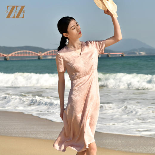 佐尔美夏季新款 气质优雅100%桑蚕丝真丝连衣裙女E32LS36 商品图1