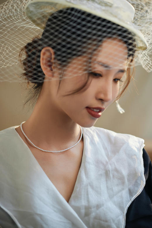 【孤品仅1条】洛丽塔baby18k金极光珍珠素链3.5-4mm 商品图2