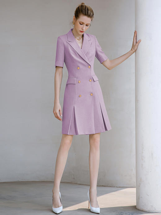 夏季高端时尚职业装连衣裙女短袖主持人通勤西装裙气质工作服女 商品图1