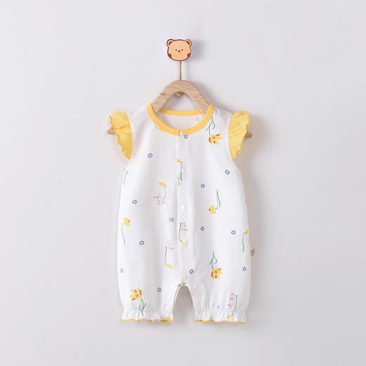 【花边袖短袖连体衣】宝宝连体衣婴儿衣服全棉新生儿哈衣夏季短袖睡衣爬爬外出服装 商品图7