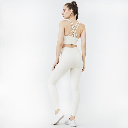 【套装】luulu欧美性感交叉美背裸感瑜伽套装高腰提臀运动健身裤lulu瑜伽服女 商品图3