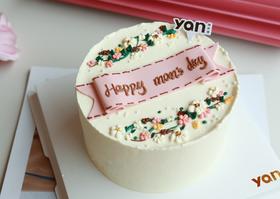 母亲节手绘蛋糕-粉色飘带