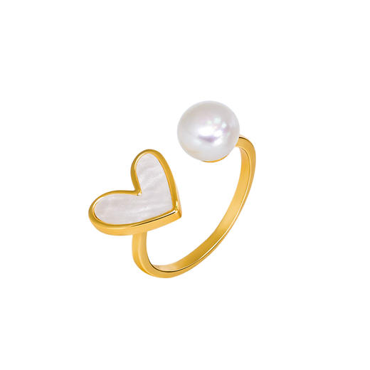 Manreya玛芮雅秘爱爱心珍珠三件套耳钉项链戒指组合新款小众礼物情人节礼物 商品图3