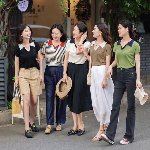 一姐私服|“永不过时”夏季薄款修身显瘦小POLO领短袖针织衫 商品图3