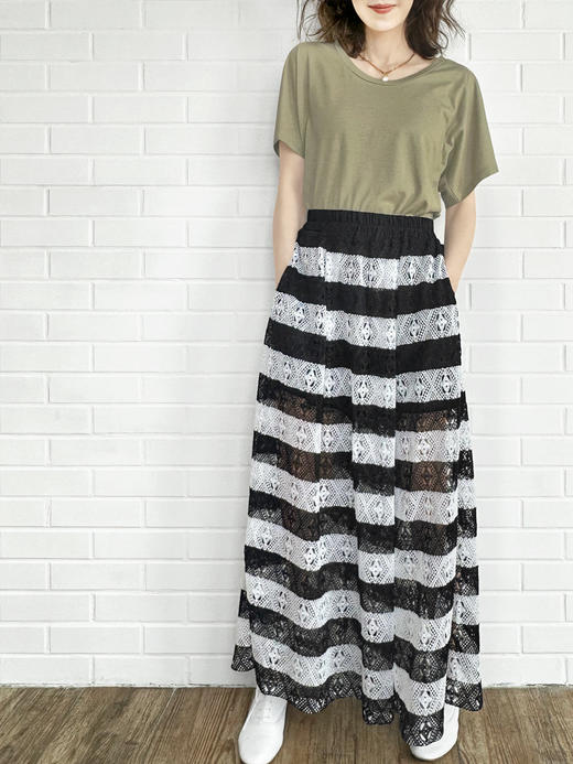 TYNVIE 不对称蝴蝶结领口两面穿T恤-橄榄绿 商品图1