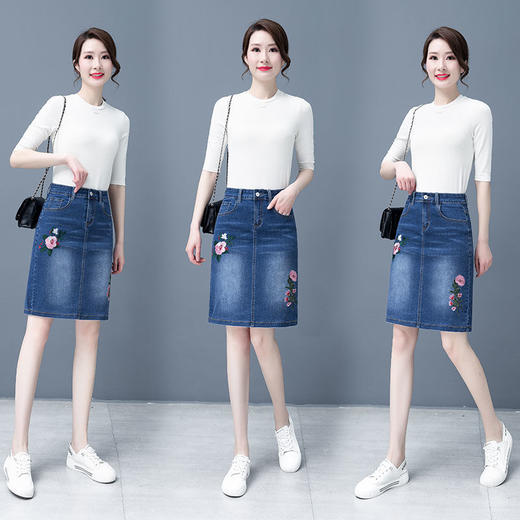 DD-2023春夏季新款薄款牛仔裙半身裙高腰显瘦弹力修身显瘦一步包臀裙 商品图6