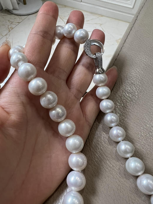 511-3 澳白平替 11-13mm爱迪生珍珠项链 近圆强光的大龙珠 带证书全套 商品图6