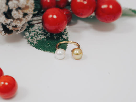 8mmAkoya珍珠金珠指间戒 商品图0