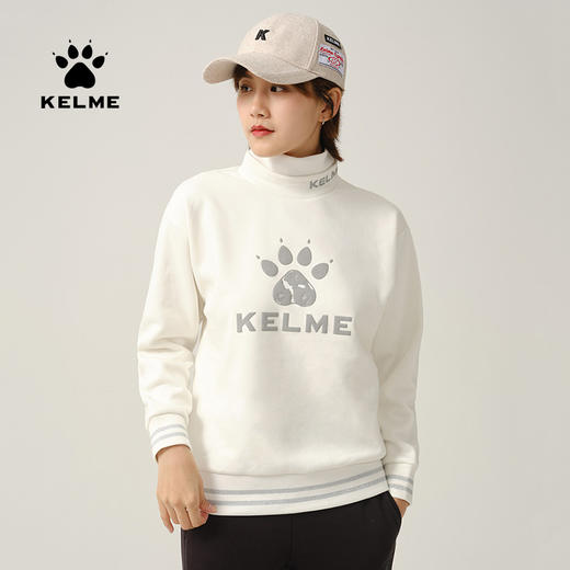 KELME卡尔美 女高领卫衣保暖舒适加绒百搭时尚男休闲套头衫情侣厚卫衣 商品图3