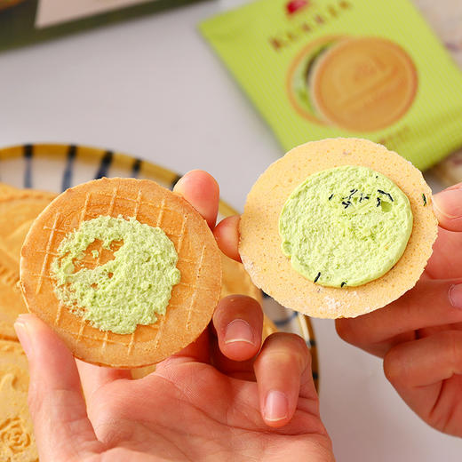日本进口阡朋红帽子抹茶味夹心曲奇薄脆饼干91.6g/袋 商品图2