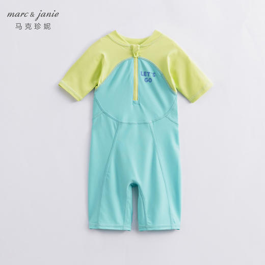 【凉感防晒】马克珍妮夏装 男女童拼色游泳衣短袖连体泳衣231117 商品图2