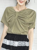 TYNVIE 不对称蝴蝶结领口两面穿T恤-橄榄绿 商品缩略图3
