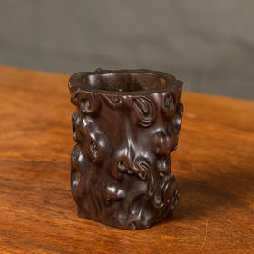 清 紫檀木雕树瘤笔筒