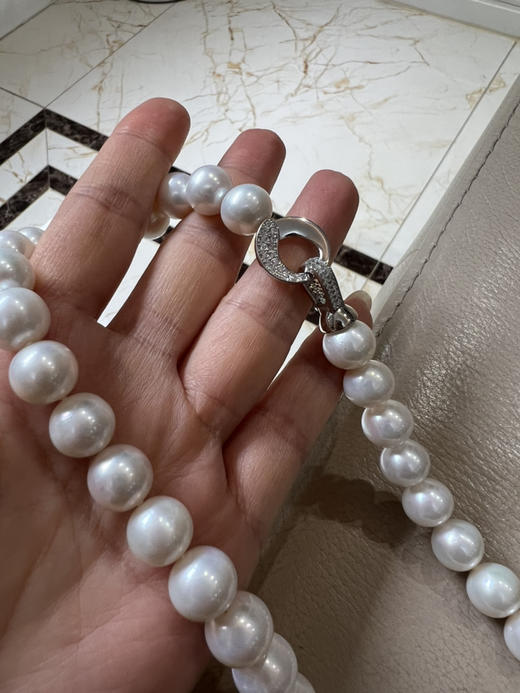 511-3 澳白平替 11-13mm爱迪生珍珠项链 近圆强光的大龙珠 带证书全套 商品图14