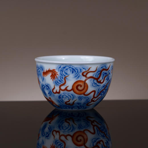 青花矶红描金云龙纹缸杯 商品图2