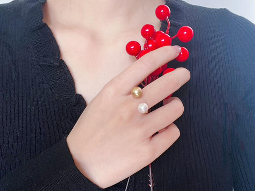 8mmAkoya珍珠金珠指间戒 商品图4