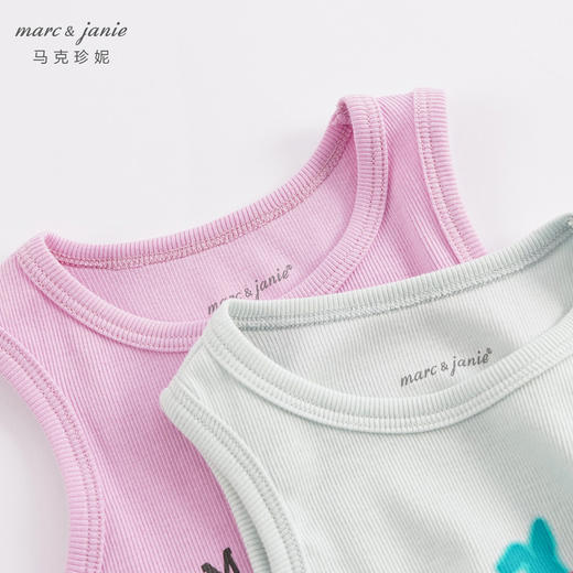 马克珍妮新款夏装女童字母卡通图案弹力背心 儿童上衣230678 商品图3