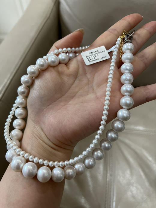 511-3 澳白平替 11-13mm爱迪生珍珠项链 近圆强光的大龙珠 带证书全套 商品图5