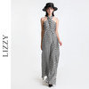 LIZZY 时尚摩登帅气露肩条纹无袖挂脖露肩阔腿连体裤长裤6860 商品缩略图1