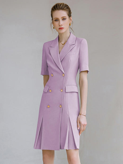 夏季高端时尚职业装连衣裙女短袖主持人通勤西装裙气质工作服女 商品图3