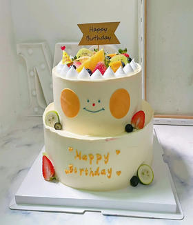 可爱ins笑脸鲜果蛋糕