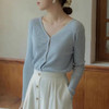【温柔天花板，显瘦雅致】法式复古v领温柔优雅针织开衫上衣女 2023春夏薄款显瘦防晒空调衫 商品缩略图1