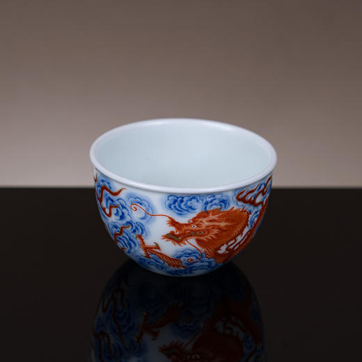 青花矶红描金云龙纹缸杯 商品图3