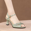 日常百搭，压花幻彩牛漆皮水钻爱心高跟凉鞋HY-H3165 商品缩略图0