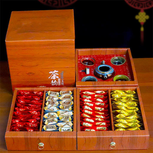 「送茶具！三层礼盒装」茶叶礼盒装 金骏眉红茶大红袍茶叶肉桂铁观音乌龙茶小罐装茶饮 商品图3
