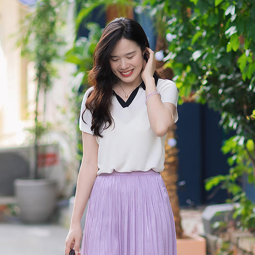 一姐私服|“永不过时”夏季薄款修身显瘦小POLO领短袖针织衫 商品图4