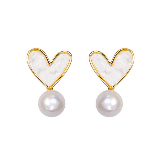 Manreya玛芮雅秘爱爱心珍珠三件套耳钉项链戒指组合新款小众礼物情人节礼物 商品图2