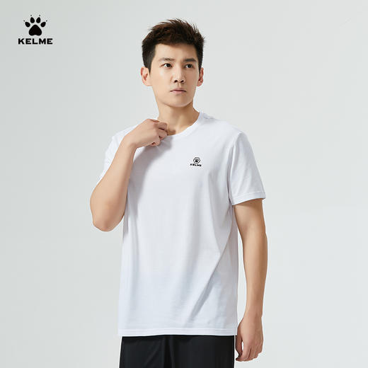 KELME卡尔美T恤男2023夏季新款圆领棉质透气短袖运动休闲纯色上衣 商品图0