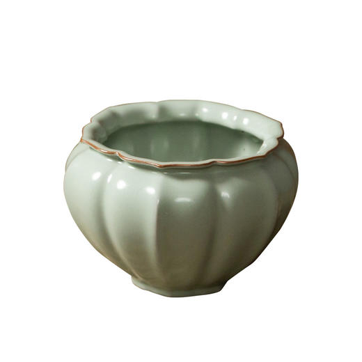 茶香记 汝窑花口建水600ml陶瓷水盂釉色油润一器多用素雅功夫茶具 商品图4