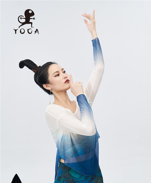 壁虎瑜伽【2305SY240】渐变网纱长袖罩衫（无胸垫）【5天发货】 商品图2