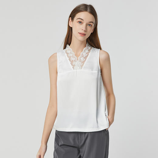 famecoco范可儿防走光打底背心女夏新深V蕾丝花边领内搭F223BC007 商品图3