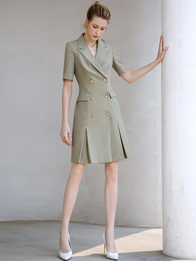 夏季高端时尚职业装连衣裙女短袖主持人通勤西装裙气质工作服女