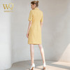 夏季新款高端黄色连衣裙女短袖职业装洋气西装裙主持人工作服套裙 商品缩略图4