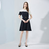 NF8G7斯尔丽瑟俪2023新款不对称线条撞色简洁时尚收腰A摆减龄连衣裙 商品缩略图3