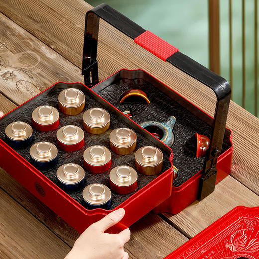 「国潮设计！双层礼盒」茶叶礼盒装铁观音大红袍金骏眉红茶龙凤呈祥手提篮小罐装送礼茶饮 商品图1