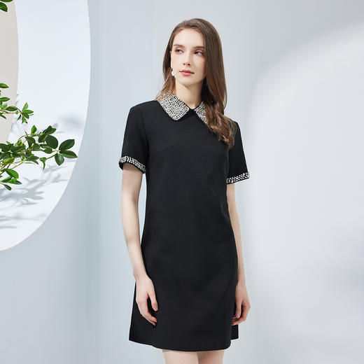 NF8J8斯尔丽瑟俪2023夏季新款气质名媛钉珠领子袖口减龄裙 商品图2