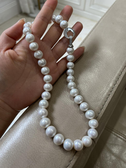 511-3 澳白平替 11-13mm爱迪生珍珠项链 近圆强光的大龙珠 带证书全套 商品图4