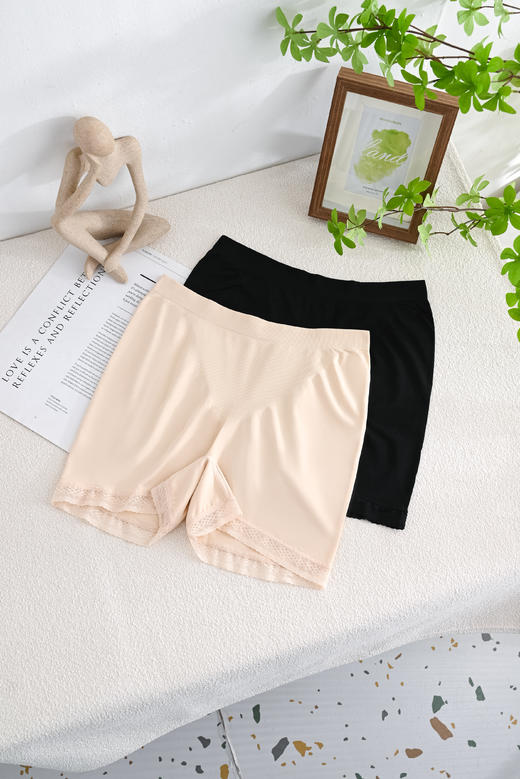 【90-150斤】裸氨女士无缝内裤精梳棉高腰弹力平角裤蕾丝花边安全裤（单条装）2015/0009/0019/0020/0022 商品图0