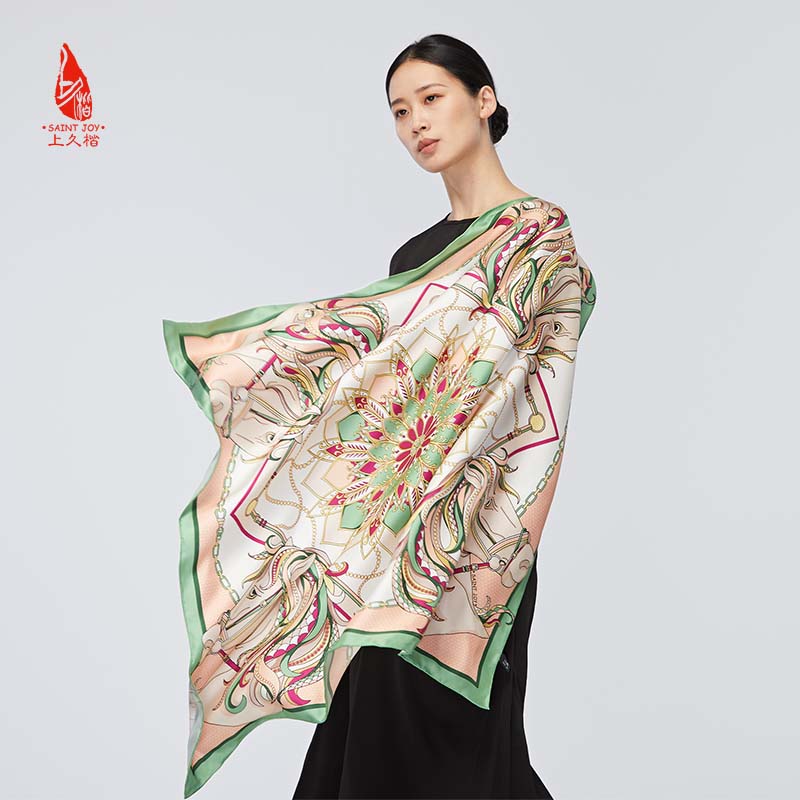 SAINTJOY/上久楷 真丝方巾   翼马花间   FJS22026