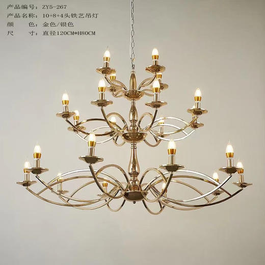 ZY5-267-10+8+4头铁艺吊灯（运费自理） 商品图0