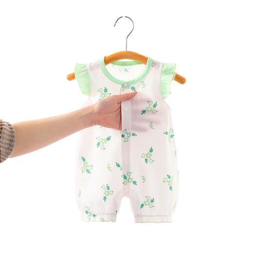 【花边袖短袖连体衣】宝宝连体衣婴儿衣服全棉新生儿哈衣夏季短袖睡衣爬爬外出服装 商品图1