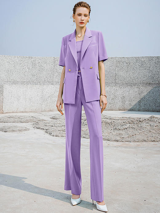 夏季新款高端绿色短袖西装套装女套裤时尚洋气西服休闲外套气质 商品图1