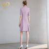 夏季新款高档时尚职业装紫色连衣裙女短袖双排扣西装裙气质女神范 商品缩略图4