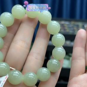 和田玉手串-单圈湖水绿圆珠 商品图0