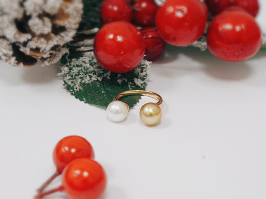 8mmAkoya珍珠金珠指间戒 商品图1